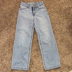 Girls' Light Blue Rhinestone-Accent Jeans